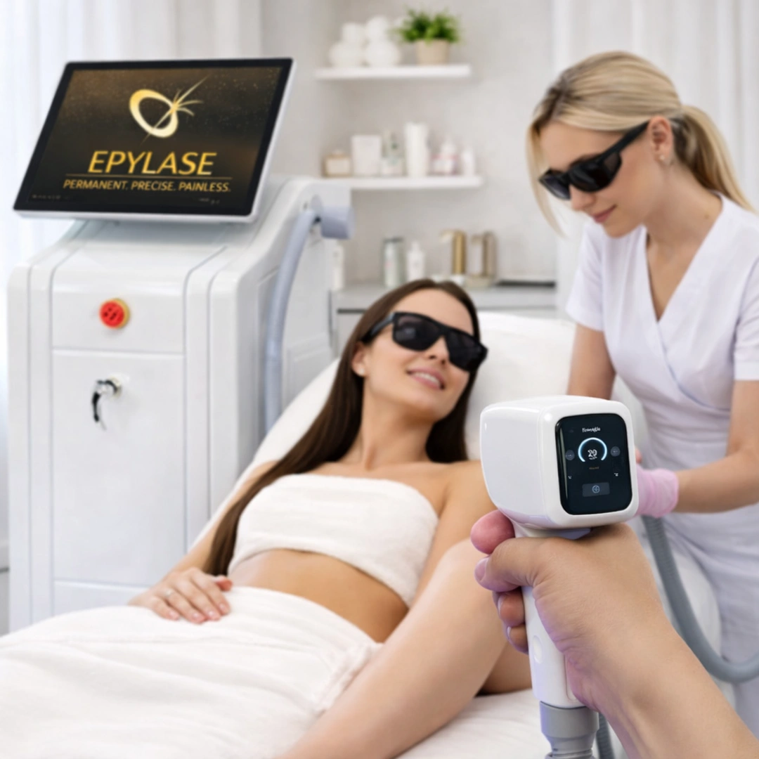 EPYLASE-Diodenlaser mit Handst&uuml;ck und Touchscreen in einer professionellen Behandlungsszene