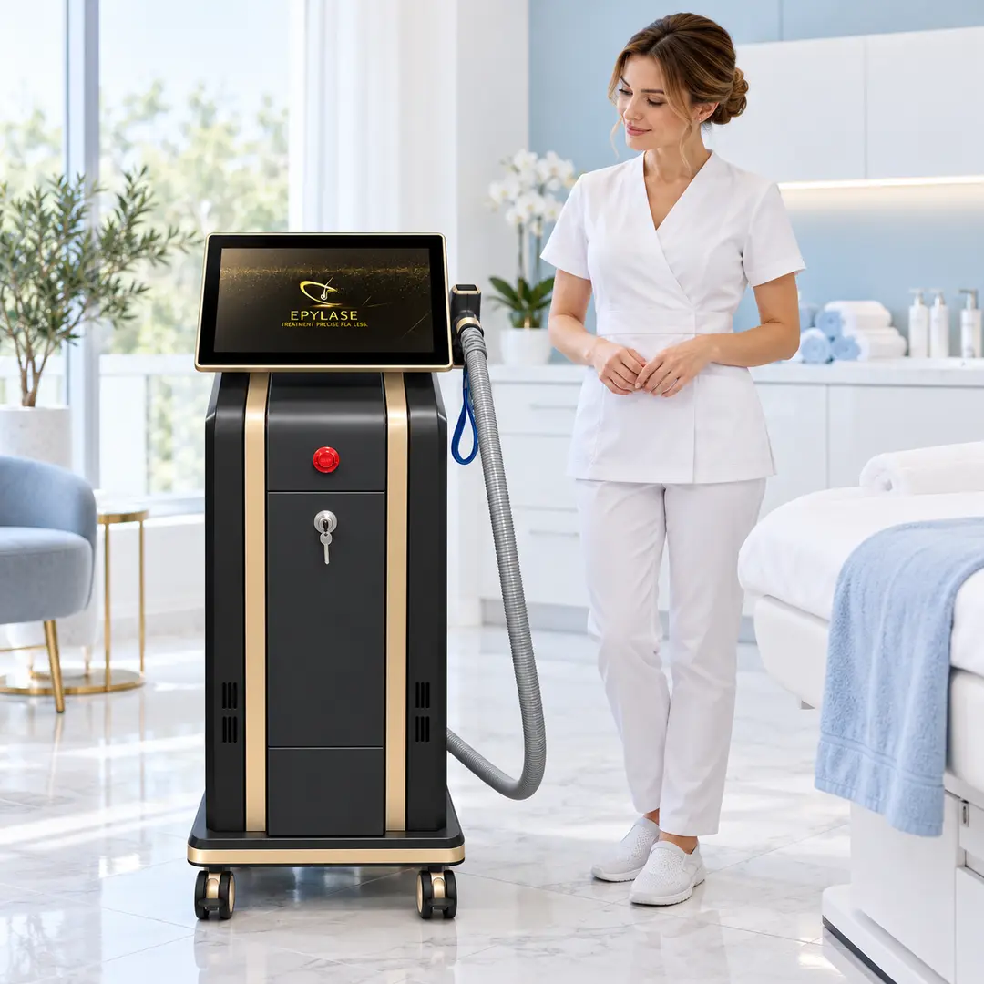 Laser diodowy EPYLASE z głowicą zabiegową w gabinecie kosmetycznym